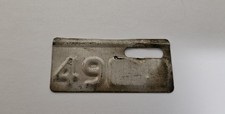 Vintage Unique 1949 License Plate Metal Tab Tag State Unknown 49 picture