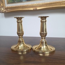 Pair Of Vintage Brass Candlesticks Elegant Neoclassical Design England 6.25