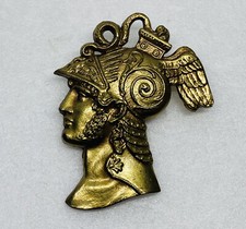 Very Rare Perseus Solid Bronze Gilt Medal Wall Frame Art 3” Snake Wing Helmet 17 picture