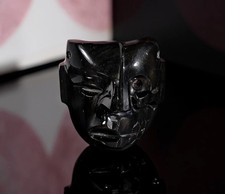 Handcrafted Teotihuacan Mask  Pendant Black Obsidian Carving from Pre-Hispanic picture