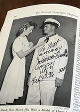 NAT GEO MAGAZINE October 1943 SIGNED BY WWII JOHN W. FINN Medal Of Honor No Map picture
