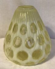 VINTAGE FENTON ART GLASS YELLOW OPALESCENT COIN DOT IVY VASE picture