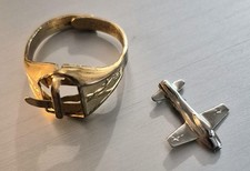 1948 Kellogg's PEP Cereal  Premium Superman Airplane Ring F-87 Jet Fighter Gold picture