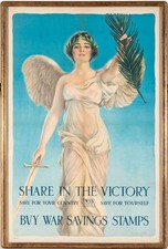 Original Haskell Coffin WWI Lithograph Poster 'Share in the Victory' 1918 Framed picture