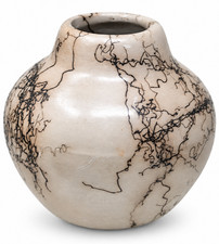 Signed Native Horsehair Pottery Small Vase 3.25