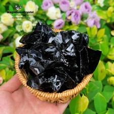 5pcs Genuine Raw Black Obsidian Stone Healing Rough Crystal Energy Protection picture
