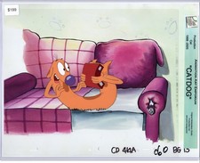 ROCK BOTTOM PRICE     Catdog Production cel on print background picture