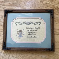 Vintage Framed Grandma Quote Calligraphy 9x11 inch Handmade Cottage Gift picture