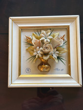 VINTAGE HAND-MADE ITALIAN CAPODIMONTE 3D PORCELAIN FLORAL BOUQUET WALL PLAGUE picture