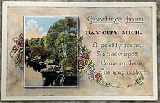 Greetings From Bay City Michigan Shore Scene WB Postcard B740 picture