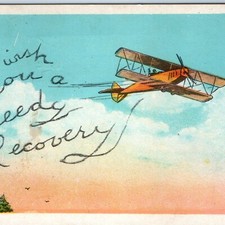 c1930s Speedy Recovery Postcard Biplane Airplane Mercy Hospital Waverly IA picture