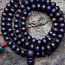 Tibetan Style Rosewood 108 Bead Mala Necklace Bracelet Unisex Prayer Beads picture