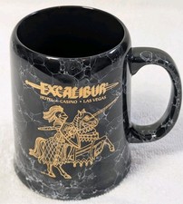 VTG Excalibur Hotel Casino Las Vegas Black Marble Mug Gold Knight Horse Japan picture