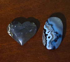 Volcano Agate Heart & Palmstone Set Total Combined Weight 5.2 Oz picture