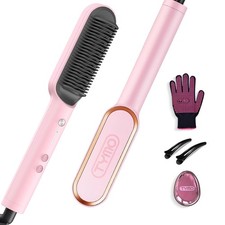 TYMO Ring Hair Straightener Brush for Women, 5 Temps, Pink picture