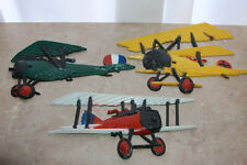 3 Biplane airplane wall hanging painted metal  plaque 3 VINTAGE 1975 Homco set picture