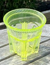 Vintage URANIUM GLASS Jar Vessel Bowl Container Green Depression Glows Vaseline picture