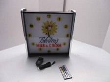 Bordens Milk & Cream LED light up Advertising wall clock Brand New picture