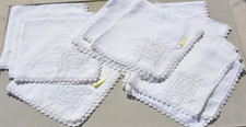 Lot 12 ANTIQUE Italian Linen Dinner Napkins Richelieu Point de Venise Lace 21X21 picture