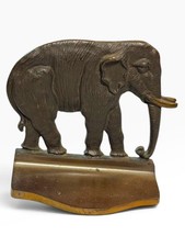 Vintage Cast Iron Elephant Doorstop, Bronze Finish, Single Bookend, 5.5 In Tall, picture
