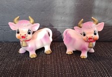 Vintage 50's Purple Cow Ceramic Salt & Pepper Shakers No Stoppers picture