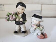 Enesco Alaska Momma 1998 Girl with Rose and Boy With Roses Tiny Figurines picture