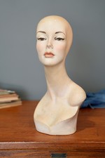 Vintage Millinery Mannequin Head Bust Hat Store Display Stand Art Deco Plaster picture