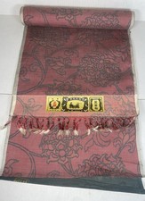 Vintage Japanese Kimono Fabric Bolt Silk Tsumugi Mingei Woven Floral Check Uncut picture