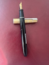 Vintage Waterman Ideal Fountain Pen 14k Gold Account Nib Gold Tone Top Black  picture