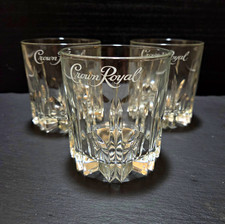 Crown Royal Etched Clear Whiskey Glasses Set of 3 Decorated Barware picture
