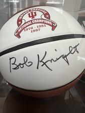BOBBY KNIGHT SIGNED INDIANA HOOSIERS CHAMPIONSHIP BASKETBALL JSA COA RARE 🔥 picture