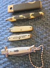 LOT OF 5 VINTAGE ADVERTISING KEYCHAIN POCKET KNIVES  picture