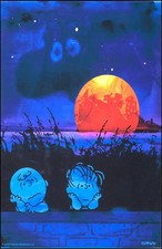 Its the Great Pumpkin Charlie Brown Snoopy Blue Moonlit Peanuts Poster Print Art picture