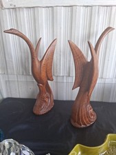 VINTAGE MCM Twin Sculptures of Birds Taking Flight Ceramic From Pennys RARE picture