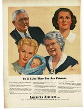 1945 American Airlines Family are vets too art E. Franklin Wittmack Print Ad picture
