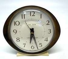 Vintage Westclox Big Ben Style 8 Alarm Clock Wind Up MCM Ivory Brass 58055 RUNS picture