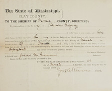 1885 Mississippi Sheriff Document Harrison Gregory Arrest & Bond West Point picture