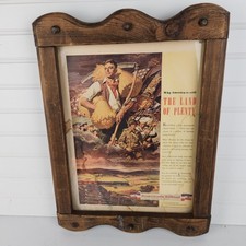 Vintage WWII Pennsylvania Railroad 'Land of Plenty' Framed Ad Print 13.5