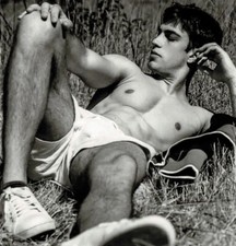Athletic Man Reclining in a Field 4x4 reprint Gay Gentleman's collection picture