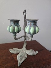 Tiffany Studios STYLE Bronze Fleur-de-Lis Double Candle Holder poss Buffalo M? picture