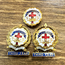 Lutheran Religious Pinback Pins Lot of 3 - 2 Third Year, 1 Second Year picture
