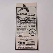 Leisure Lodge Rohr Homes Five Cozy Rooms Fullerton CA 1965 Magazine Ad SAG6-H1 picture