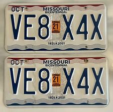 Expired Missouri Bicentennial Automobile License Plate Matched Pair Set VE8 X4X picture