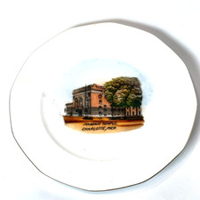 CHARLOTTE Masonic Temple MI MICHIGAN Antique  Souvenir China TRINKET DISH PLATE picture