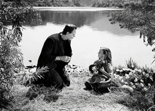 Boris Karloff and Marilyn Harris in film 