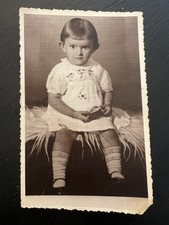 Vintage 1937 Pre WW2 Bulgarian Toddler Girl Photo Postcard Varna picture