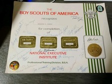 Vintage 1936-1957 Boy Scouts BSA National Executive Institute Certificate Signed picture