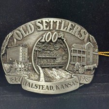 Vintage 1987 Halstead KS Old Settlers Centennial Limited Edition Buckle 77/2000 picture