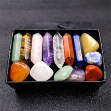 14pcs Pointed Quartz Crystal Chakra Healing Stones and Crystals Set Hexagon Rose picture