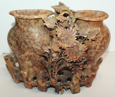 Vintage Chinese Hand Carved Soapstone Double Vase picture